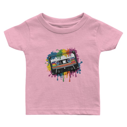 80s Retro Cassette Splash Classic Cassette Tape Baby T Shirts