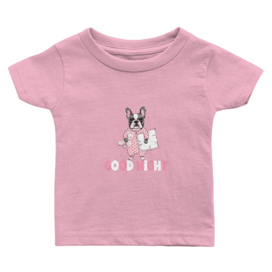 Cute Good Night French Bulldog Pajamas Baby T Shirts