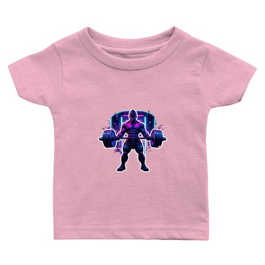 Cyberpunk Gym Warrior – Neon Powerlifting Baby T Shirts