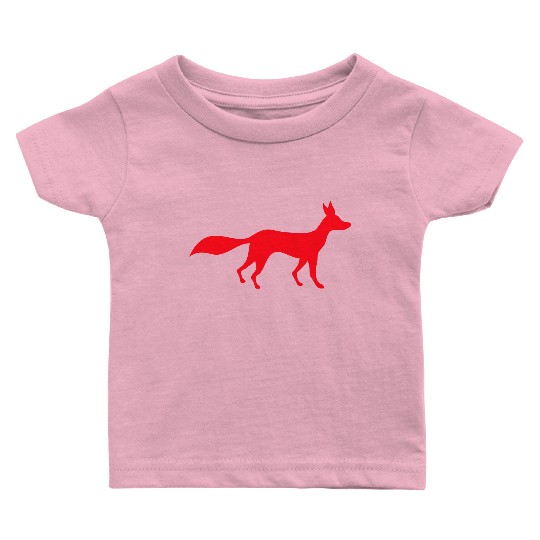 Red Fox Wild Animal Silhouette Outline Cool Logo Baby T Shirts