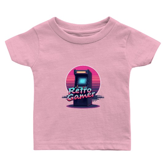 retro gamer in retro style oldschool gamer Baby T Shirts