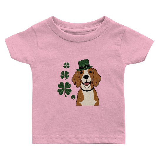 Irish Setter and four leaf clover St Patrick's Day Baby T Shirts
