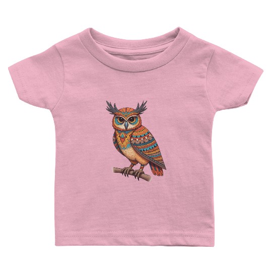 aztec owl funny owl design for bird lovers Baby T Shirts