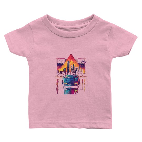 80s 90s Car City Synthwave Vaporwave Retro Baby T Shirts