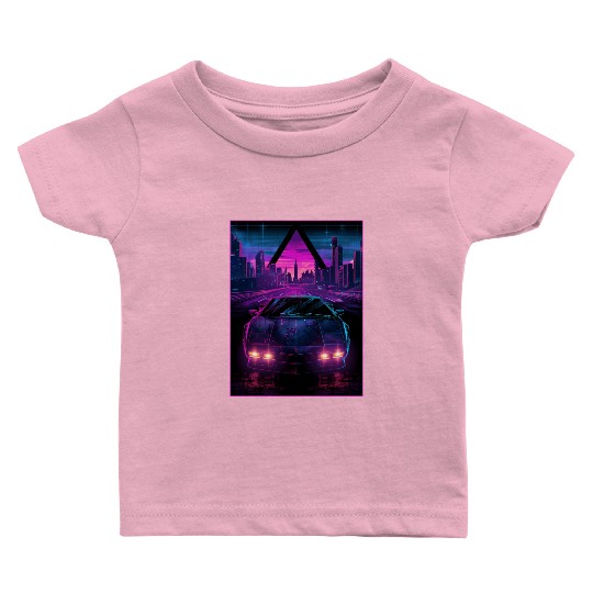 80s 90s Synthwave Car City Retro Vaporwave Baby T Shirts