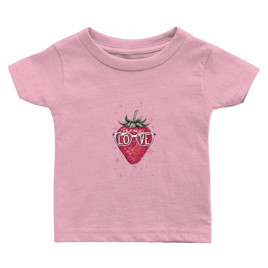 Cool Strawberry Love Print | Valentine Hipster Des Baby T Shirts