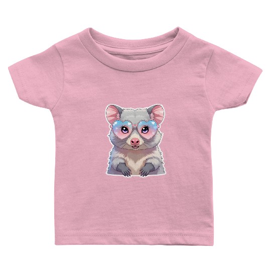 Opossum with glasses Baby T Shirts