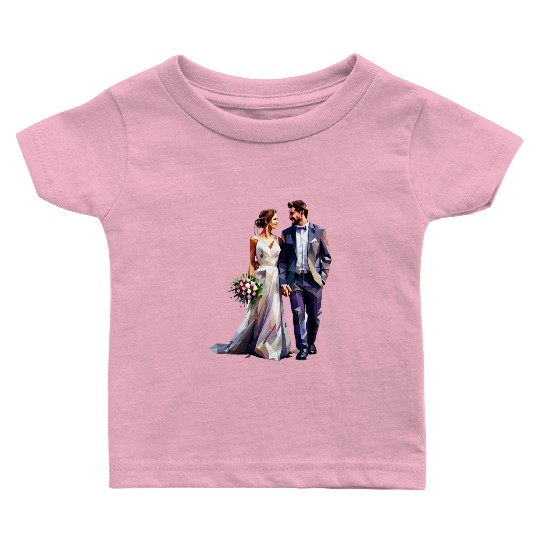 Elegant Bride and Groom Wedding Design Baby T Shirts