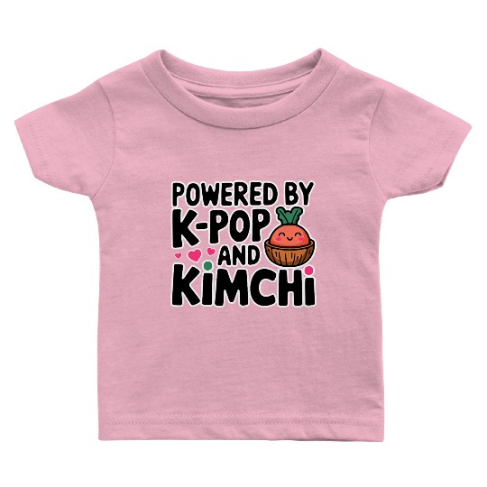 Powered By K-Pop And Kimchi Baby T Shirts