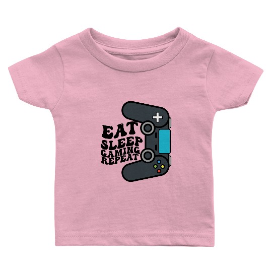 Eat sleep gaming repeat! Baby T Shirts
