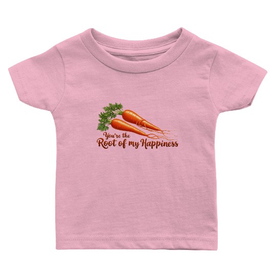 Root of My Happiness – Cute Carrot Pun Baby T Shirts