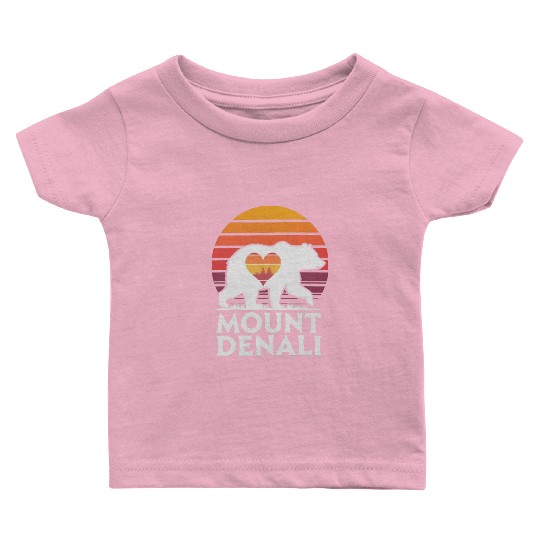 Retro Mount Denali Bear Sunset Art Baby T Shirts