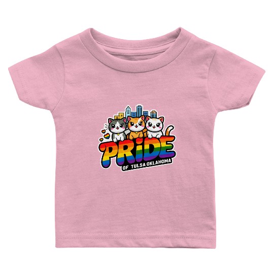 Pride of Tulsa City Oklahoma USA Rainbow Flag Baby T Shirts