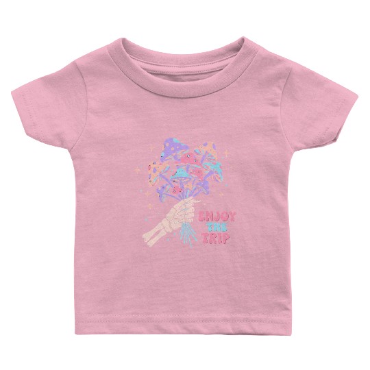 Psychedelic Mushrooms with Skeleton Hand Baby T Shirts