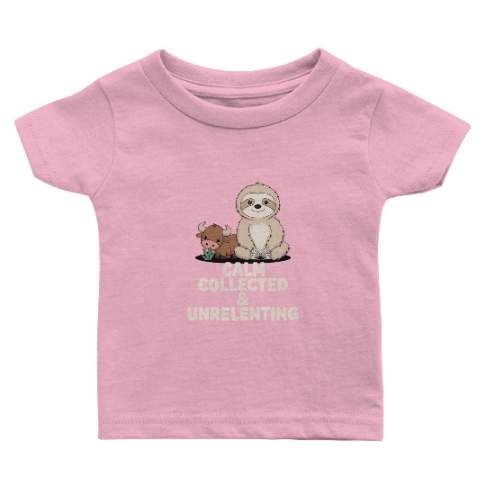 Taurus Zodiac Sloth Calm Collected & Unrelenting Baby T Shirts