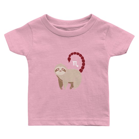 Scorpio Zodiac Sloth with Scorpio Sign Tail Baby T Shirts