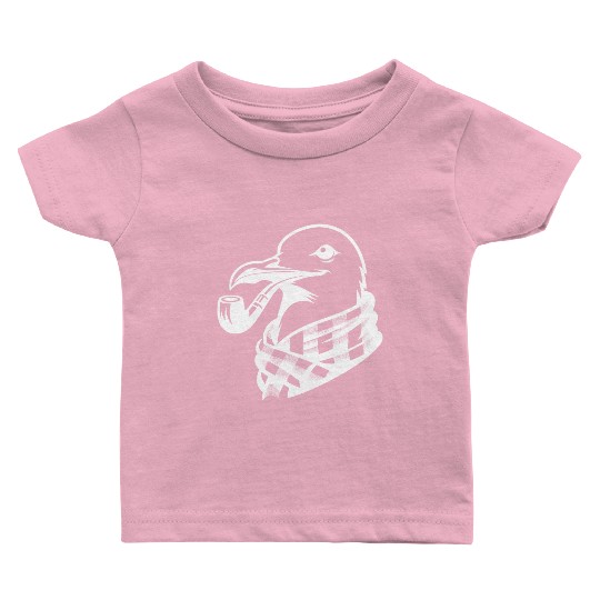 Pipe-diving Seafarer Seagull As A Coastal Motif Baby T Shirts