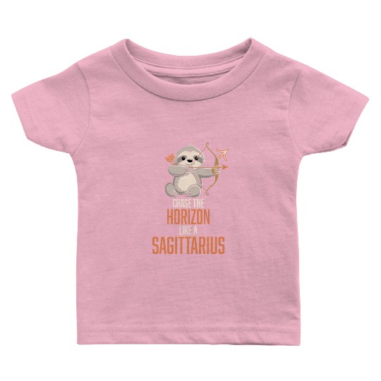 Chase The Horizon Like A Sagittarius Zodiac Sloth Baby T Shirts