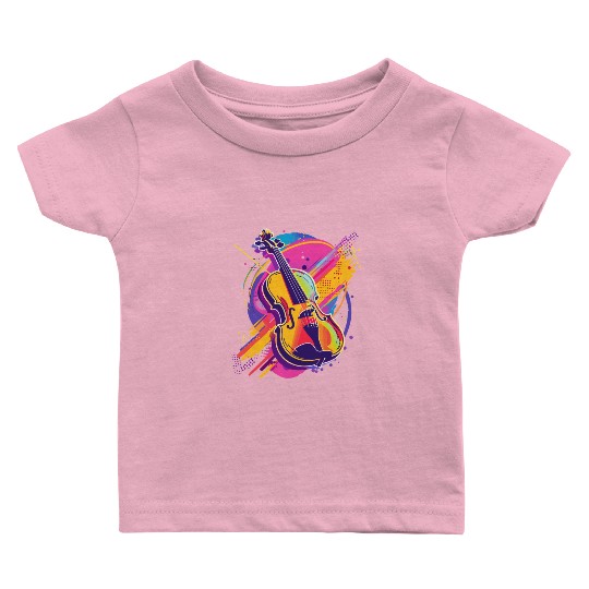 Violin Cartoon Style Baby T Shirts