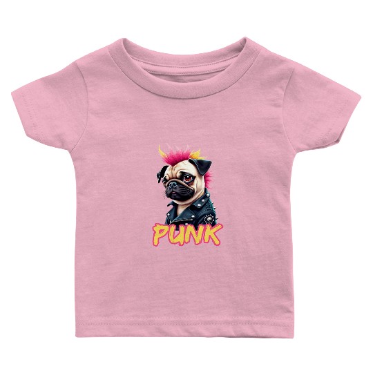 Punk Pug with Mohawk and Jacket - Embrace the Baby T Shirts