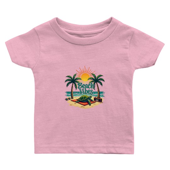 Beach Vibes Turtle Baby T Shirts