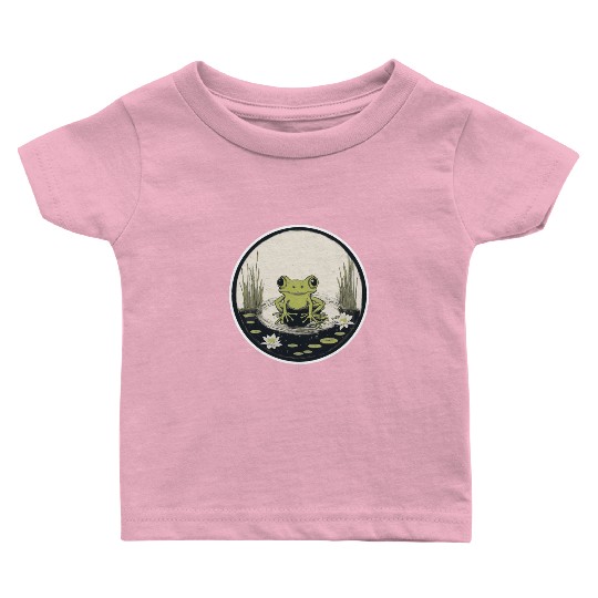 Serene Frog in a Tranquil Pond Baby T Shirts