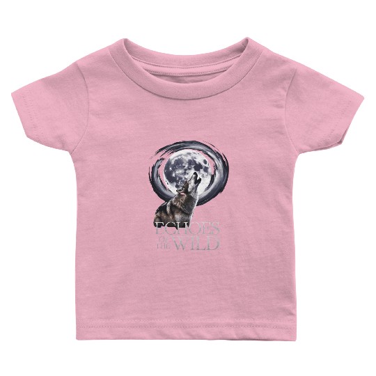 Echoes Of The Wild Howling Wolf Moon Art Baby T Shirts