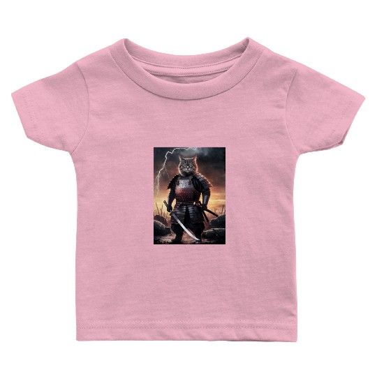 Japanese Cat Samurai Cat Baby T Shirts