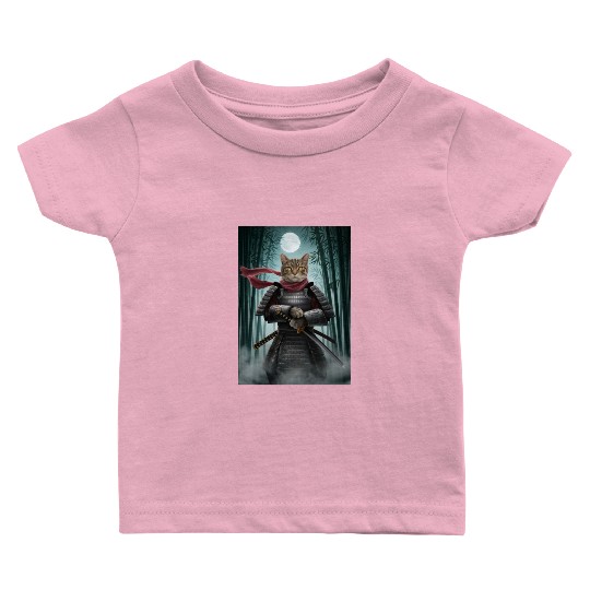 Japanese Cat Samurai Cat Baby T Shirts