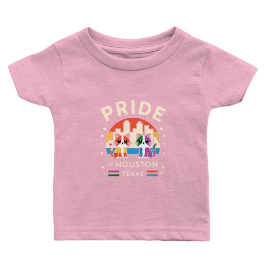 Pride of Houston City Texas USA Rainbow Flag Baby T Shirts