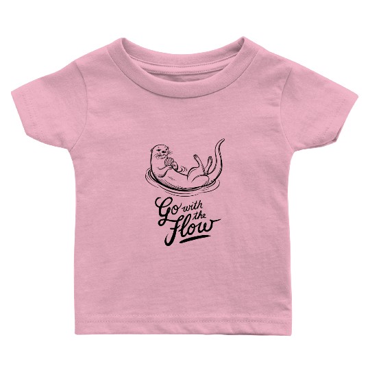 Go With The Flow Relaxed Otter Illustration Baby T Shirts