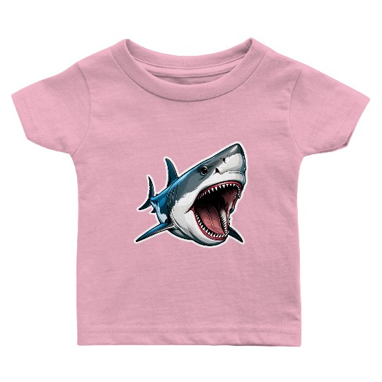Big White Shark Attack Baby T Shirts