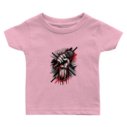 Vintage Hip Hop Rapper Inspired Microphone Art Baby T Shirts