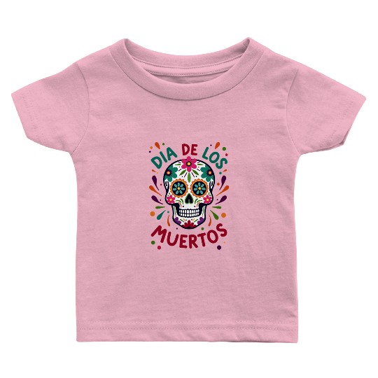 Mexico Día de los Muertos Skull Baby T Shirts