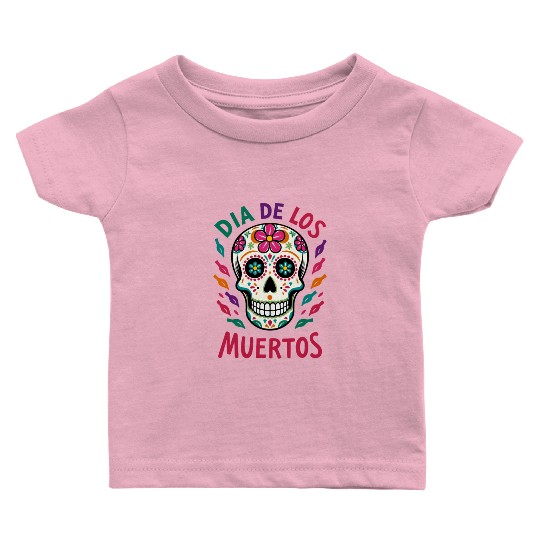 Mexico Día de los Muertos Skull Baby T Shirts