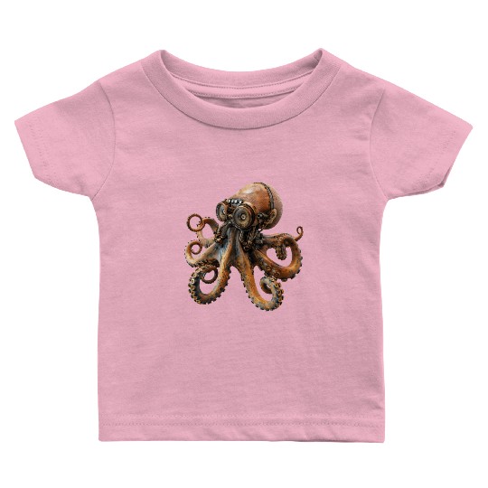 Steampunk Octopus, Steampunk Sci-Fi Baby T Shirts