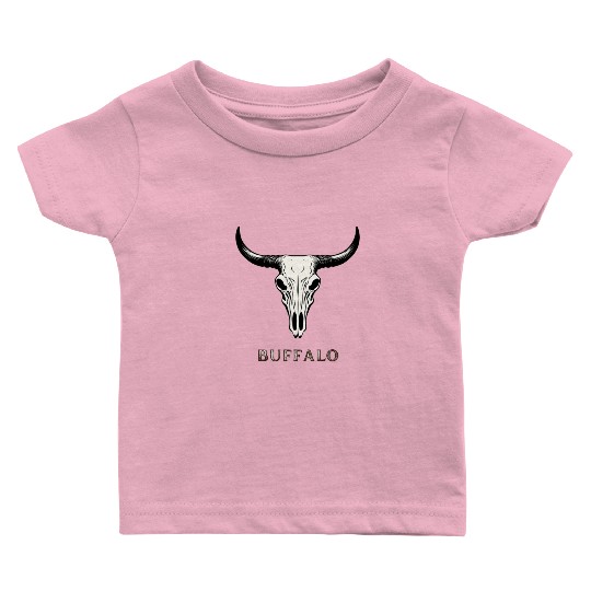 Buffalo Skull Art Baby T Shirts
