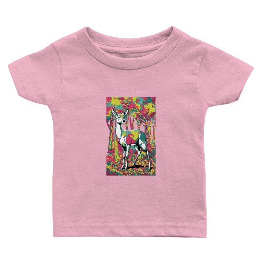 Trippy camouflage deer in the forest Baby T Shirts