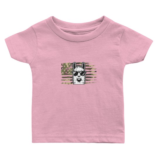 Llama Camouflage US Flag Llama Baby T Shirts