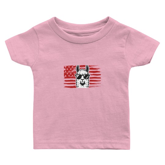 Llama US Flag Llama Alpaca Baby T Shirts