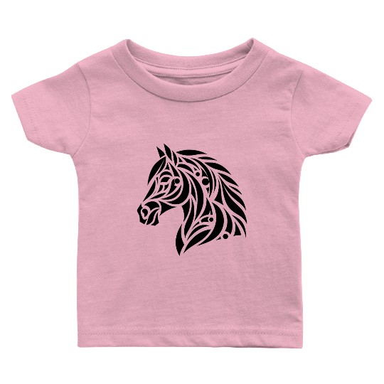Tribal Horse Head Portrait Pony Tattoo Baby T Shirts
