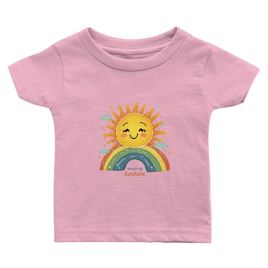 You Are My Sunshine – Happy Sun & Rainbow Design Baby T Shirts