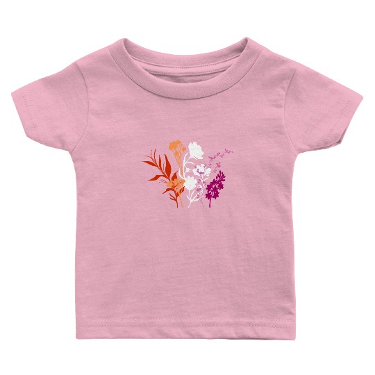 Minimalist Wildflowers Lesbian Pride Aesthetic Baby T Shirts