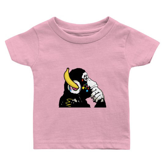 DJ chimpanzee , Banana headphones Baby T Shirts