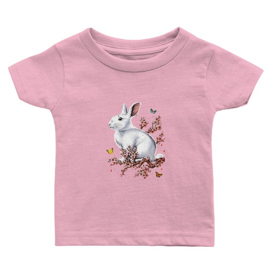 Rabbit Cherry Blossom FULL Baby T Shirts