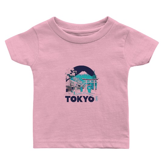 Tokyo Skyline with Mount Fuji Baby T Shirts