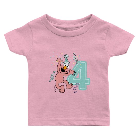 Sesame Street Birthday Design With Elmo 4 Years Baby T Shirts