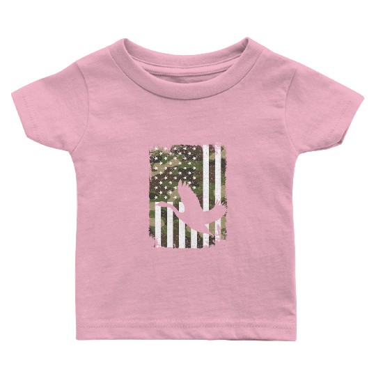 Goose Hunting Camo US Flag For Hunter Camouflage Baby T Shirts