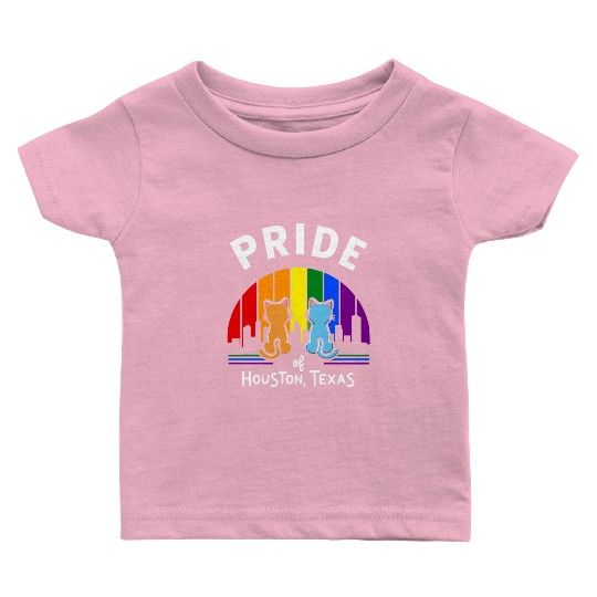 Pride of Houston City Texas USA Rainbow Flag Baby T Shirts