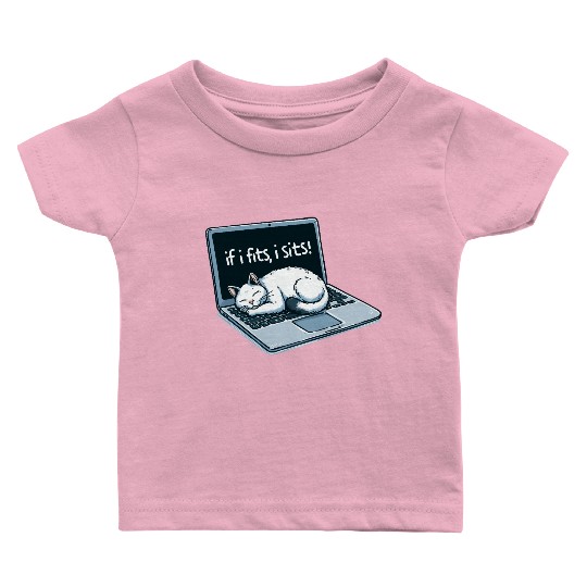Laptop Cat Nap - If I Fits, I Sits! Baby T Shirts